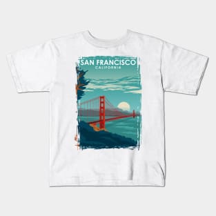 San Francisco California Travel Poster Golden Gate Brigde Kids T-Shirt